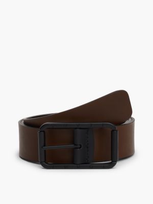 black reversible tonal leather belt for men tommy jeans