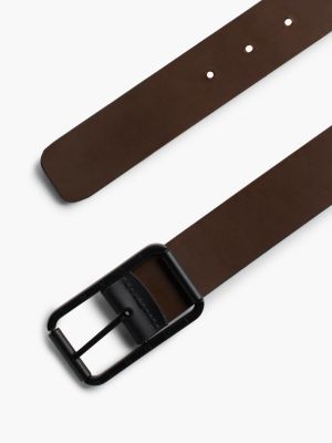 black reversible tonal leather belt for men tommy jeans