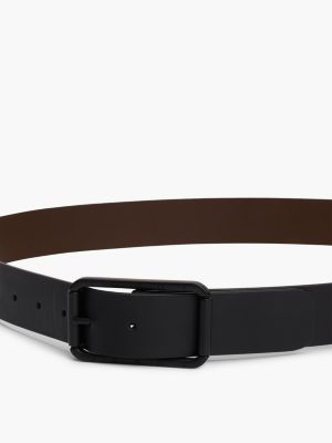 black reversible tonal leather belt for men tommy jeans