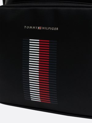 zaino con texture piqué sulla tasca nero da uomini tommy hilfiger