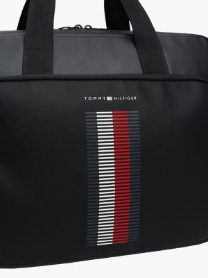 borsa per laptop con texture piqué nero da uomini tommy hilfiger