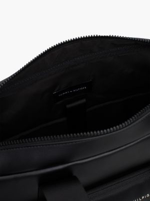 borsa per laptop con texture piqué nero da uomini tommy hilfiger