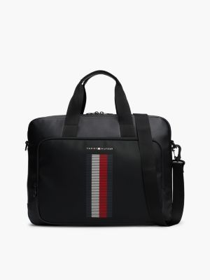 borsa per laptop con texture piqué black da uomini tommy hilfiger