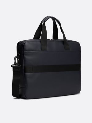 borsa per laptop con texture piqué blu da uomini tommy hilfiger