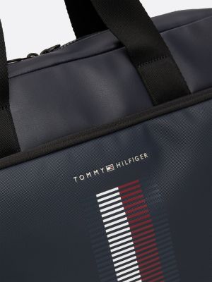 borsa per laptop con texture piqué blu da uomini tommy hilfiger