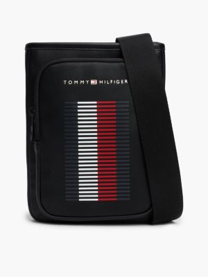 borsa a tracolla con texture piqué sulla tasca black da uomini tommy hilfiger