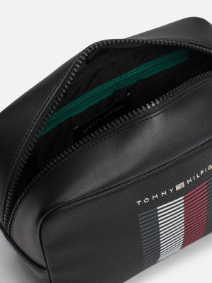 pochette toilette con texture piqué nero da uomini tommy hilfiger