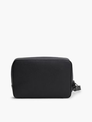 trousse de toilette th business en cuir noir pour hommes tommy hilfiger