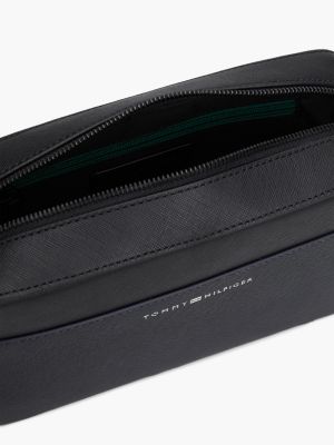 trousse de toilette th business en cuir noir pour hommes tommy hilfiger