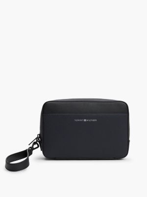 trousse de toilette th business en cuir noir pour hommes tommy hilfiger