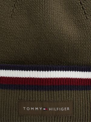 grün corporate beanie mit tommy-tape für herren - tommy hilfiger