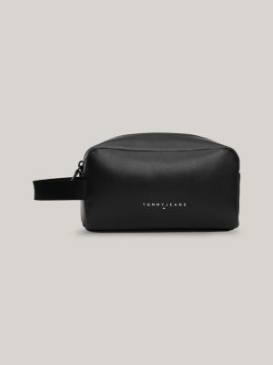 pochette toilette con manico laterale e logo black da uomini tommy jeans