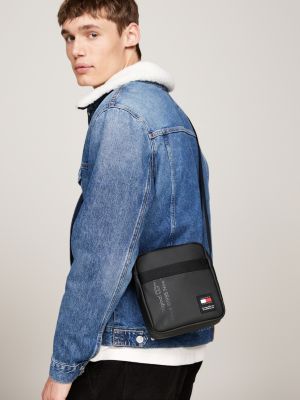 borsa reporter essential con tracolla nero da uomini tommy jeans