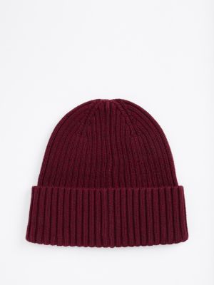 rood beanie met kasjmier en hilfiger-vlag voor heren - tommy hilfiger