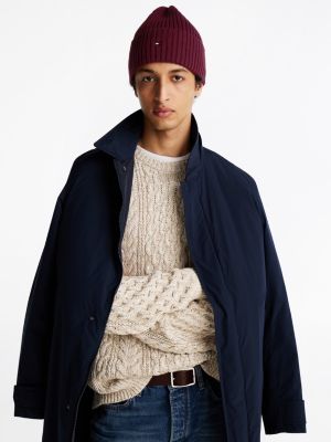 berretto con bandierina e cashmere rosso da uomini tommy hilfiger