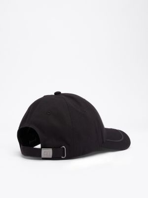 black six-panel logo embroidery baseball cap for men tommy hilfiger