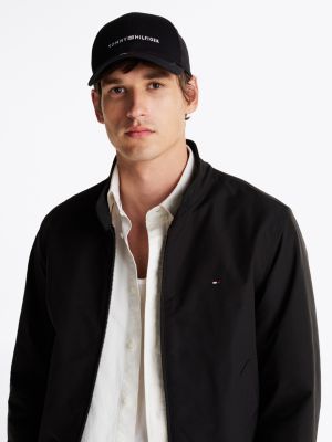 black six-panel logo embroidery baseball cap for men tommy hilfiger