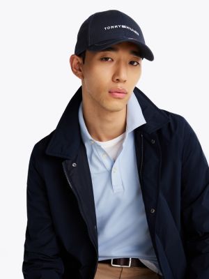 blau baseball-cap mit 6-panel-design und logo für herren - tommy hilfiger