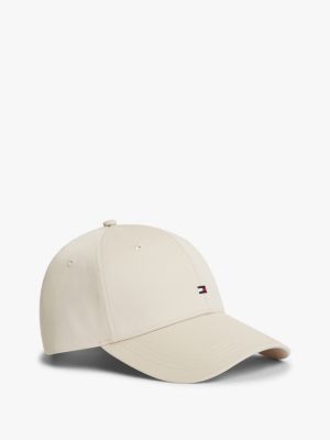 beige baseball-cap aus twill mit hilfiger flag für herren - tommy hilfiger