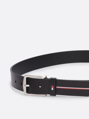 cintura in pelle liscia nero da uomini tommy hilfiger