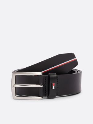 black smooth leather belt for men tommy hilfiger