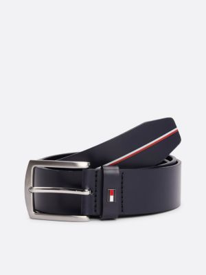 blue smooth leather belt for men tommy hilfiger