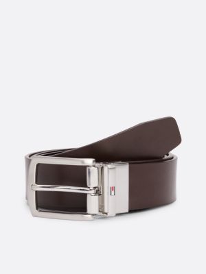 cinturón reversible denton con hebilla cuadrada marrón de hombres tommy hilfiger