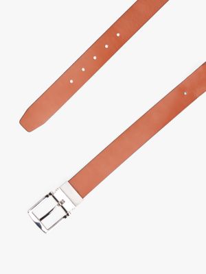 bruin denton reversible leren riem met vierkante gesp voor heren - tommy hilfiger