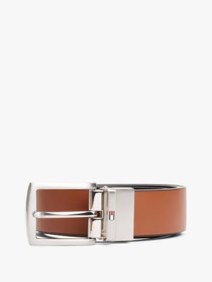 bruin denton reversible leren riem met vierkante gesp voor heren - tommy hilfiger