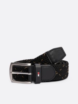 cintura elastica con motivo intrecciato black da uomini tommy hilfiger