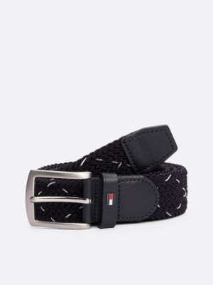 black woven elasticated belt for men tommy hilfiger