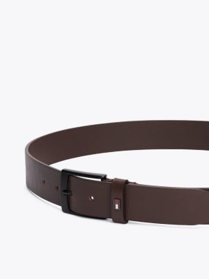 brown enamel flag leather belt for men tommy hilfiger