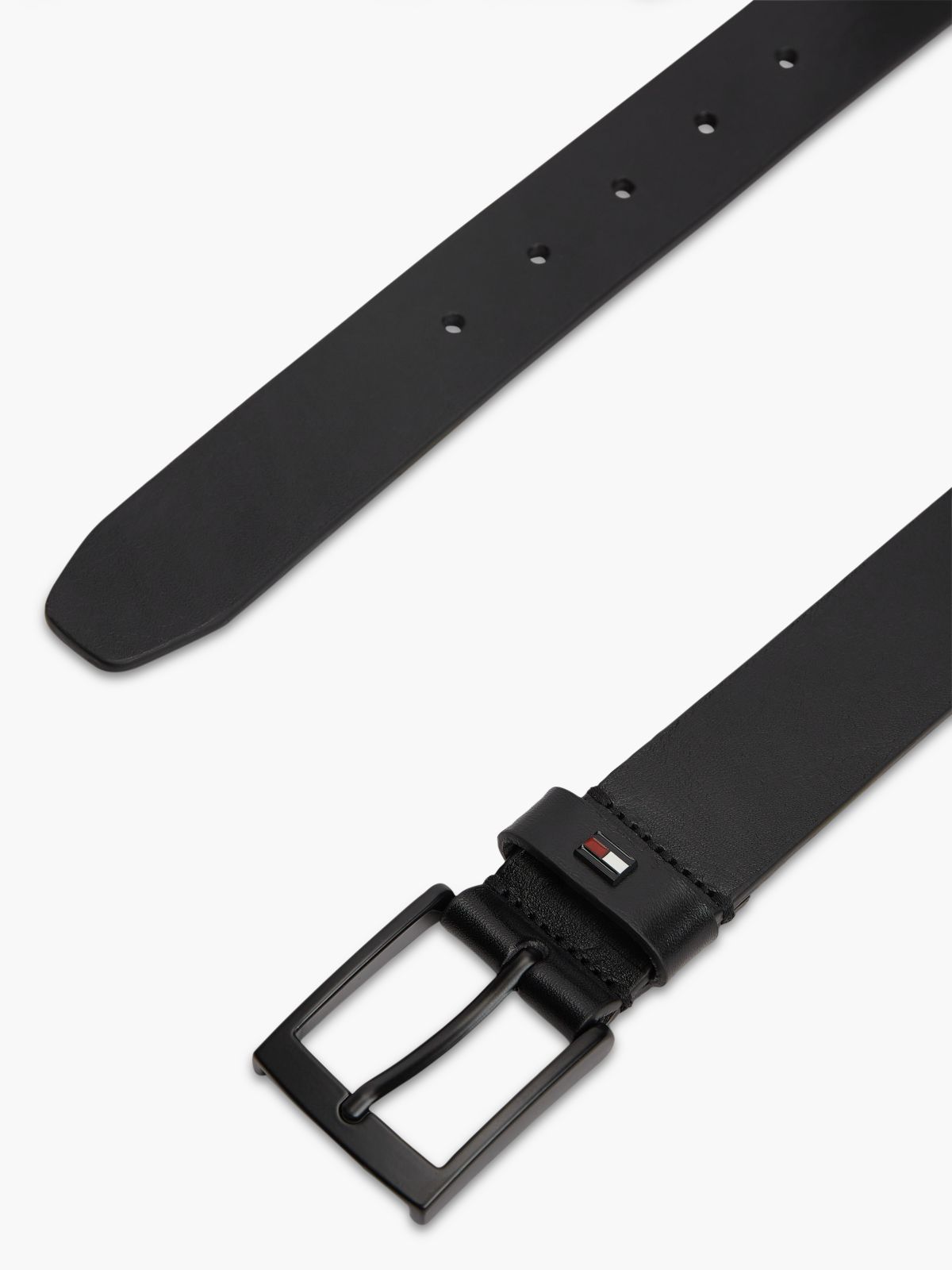 Leather Square Buckle Enamel Flag Belt — Black