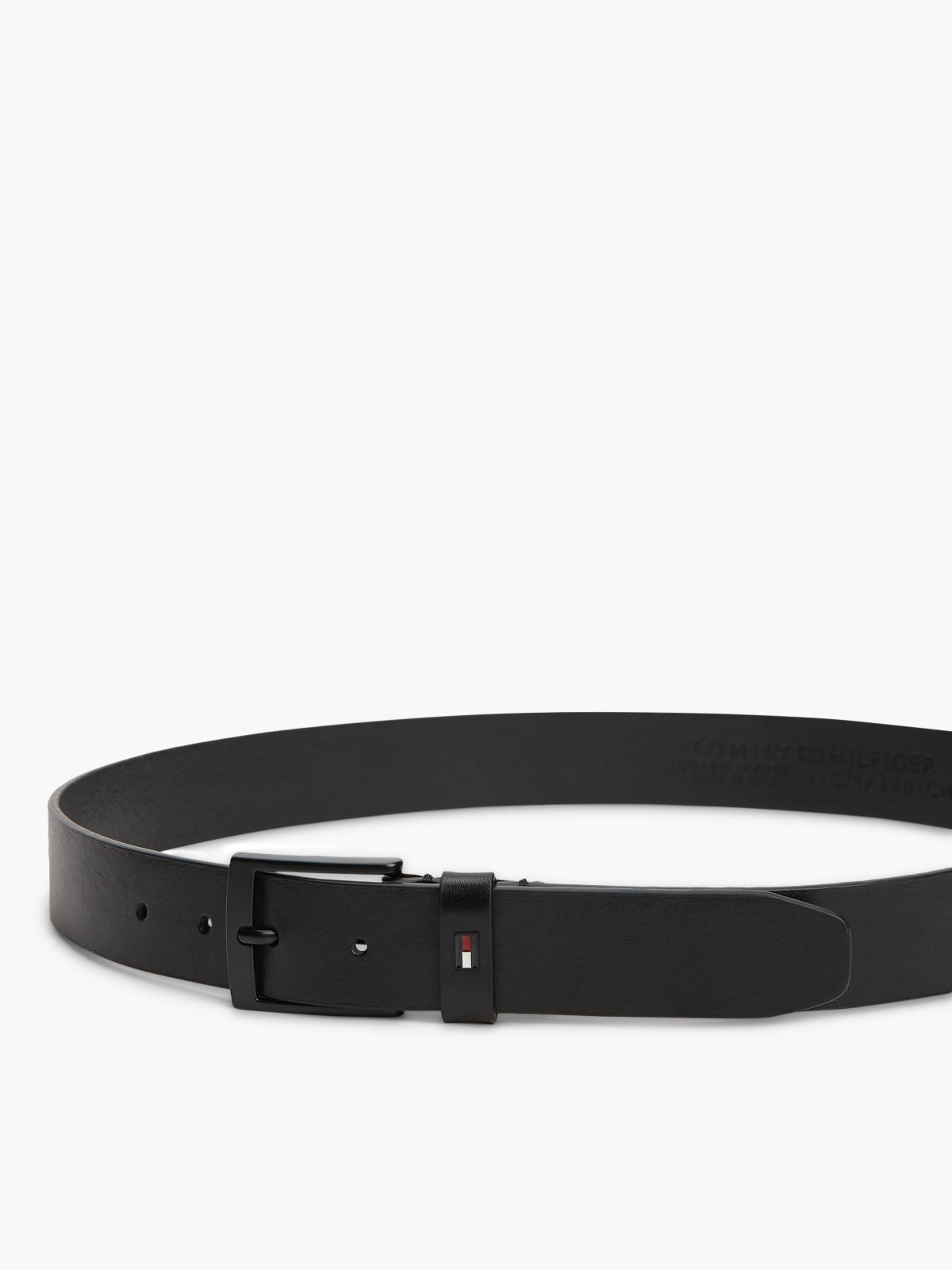 Leather Square Buckle Enamel Flag Belt — Black