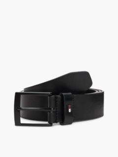 Leather Square Buckle Enamel Flag Belt — Black 1