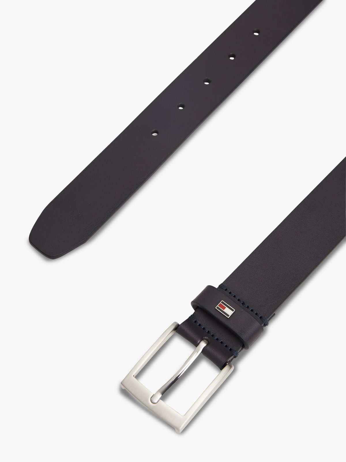 Leather Square Buckle Enamel Flag Belt — Blue