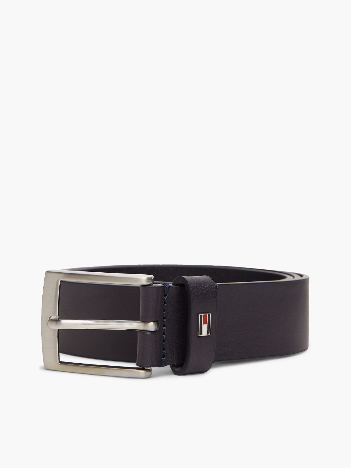 Leather Square Buckle Enamel Flag Belt — Blue