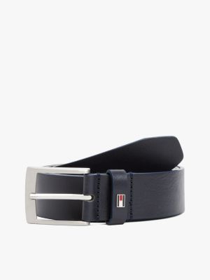 blue leren riem met geëmailleerde vlag voor heren - tommy hilfiger