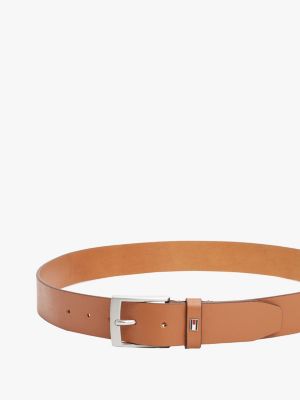 brown enamel flag leather belt for men tommy hilfiger