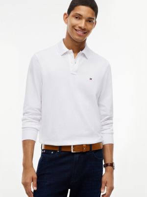 ceinture en cuir à boucle drapeau en émail marron pour hommes tommy hilfiger