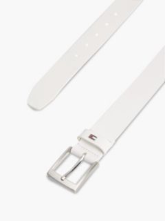 Leather Square Buckle Enamel Flag Belt — White 2