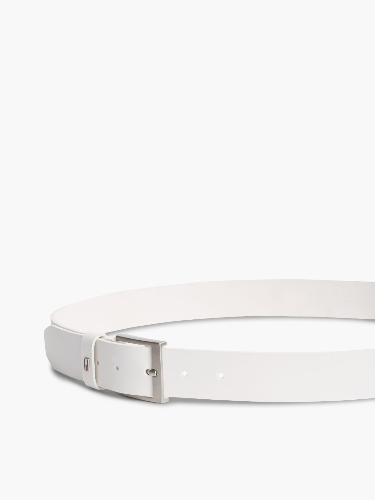 Leather Square Buckle Enamel Flag Belt — White