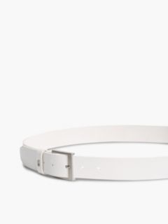 Leather Square Buckle Enamel Flag Belt — White 3