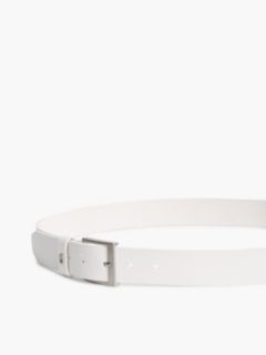 Leather Square Buckle Enamel Flag Belt — White 5