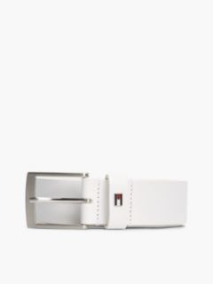 Leather Square Buckle Enamel Flag Belt — White 6