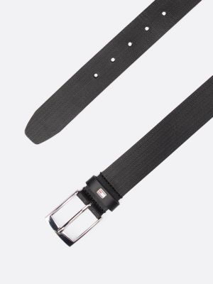 black ledergürtel mit fischgrät-struktur für herren - tommy hilfiger
