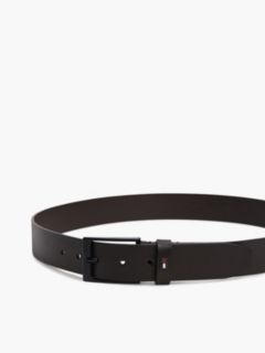 Leather Rectangular Buckle Enamel Flag Belt — Brown 3