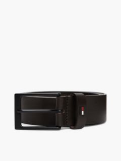 Leather Rectangular Buckle Enamel Flag Belt — Brown 4