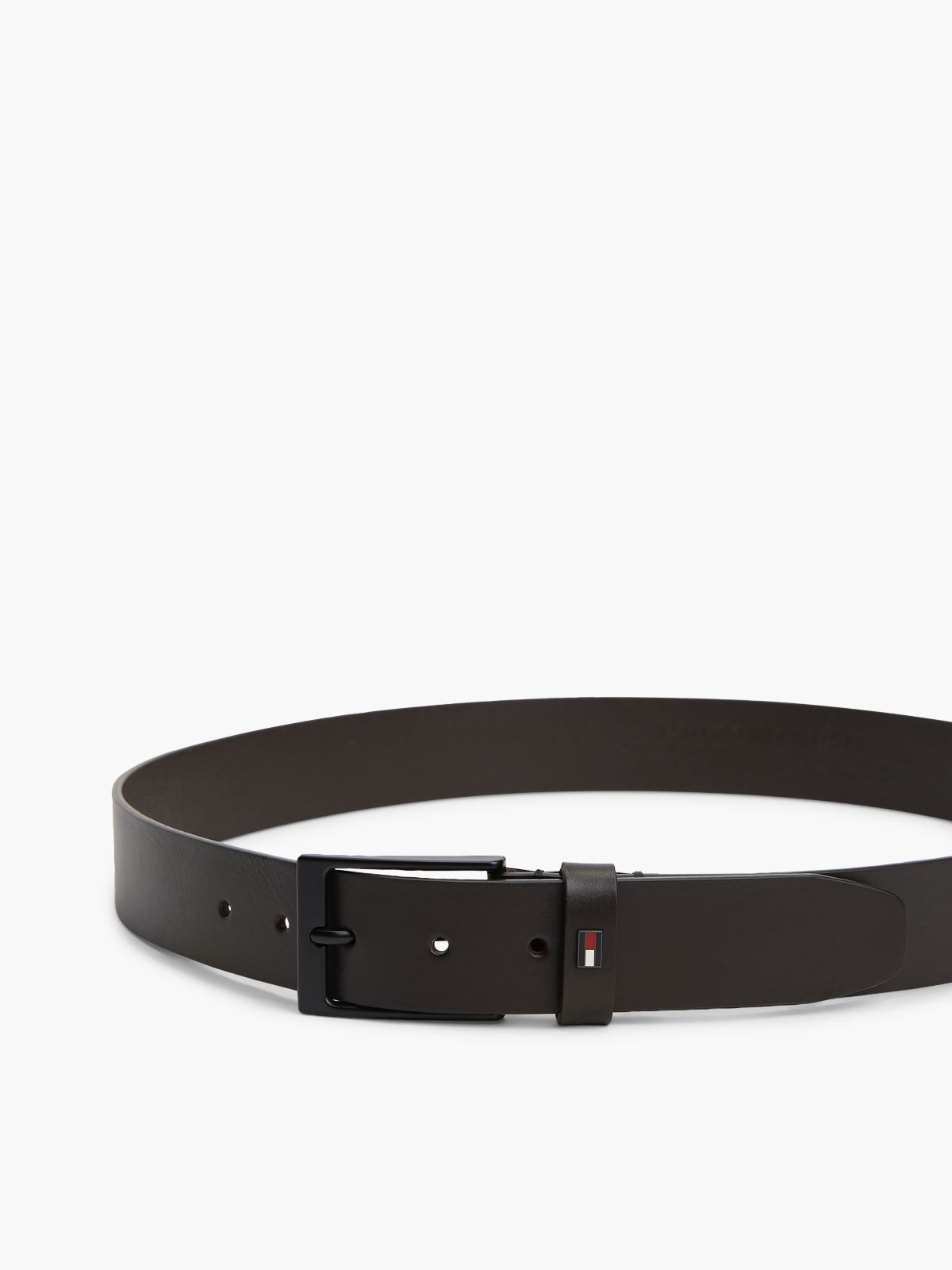 Leather Rectangular Buckle Enamel Flag Belt — Brown
