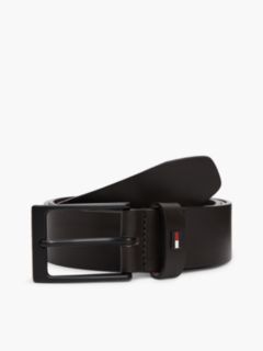 Leather Rectangular Buckle Enamel Flag Belt — Brown 1